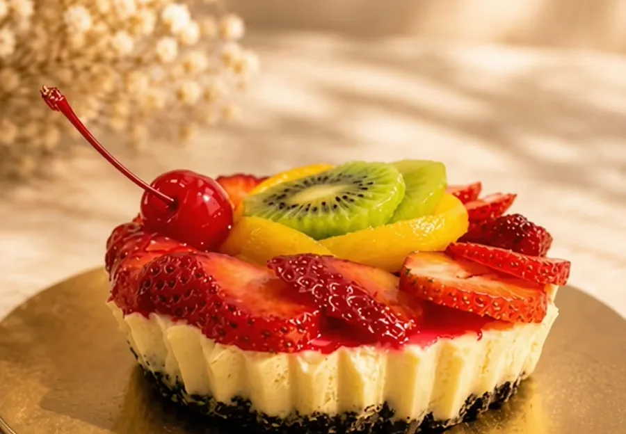 Cheesecake de frutas disponible por porciones en la sede Fontibón de Pastelería Dulcita