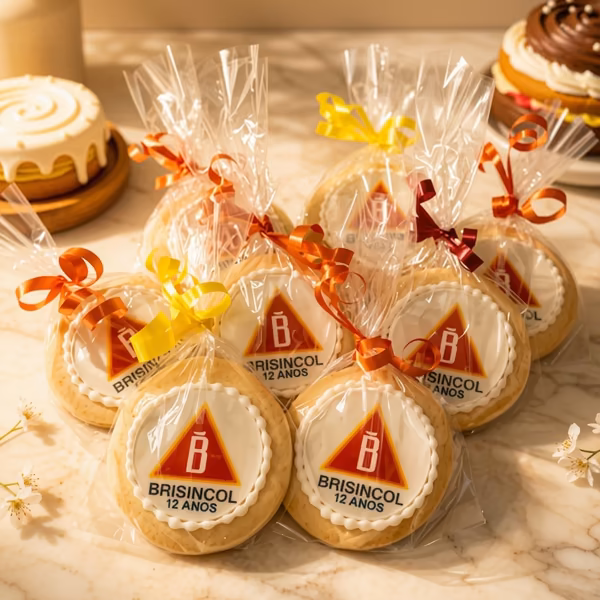 Galletas personalizadas institucionales con logo en Bogotá — Pastelería Dulcita