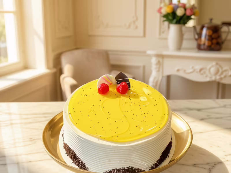 Torta de maracuyá disponible por porciones en la sede Fontibón de Pastelería Dulcita